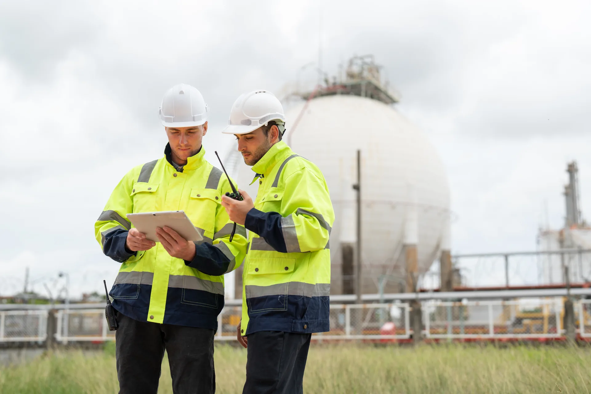 Full service engineering firm team reviewing refinery project data on the Gulf Coast